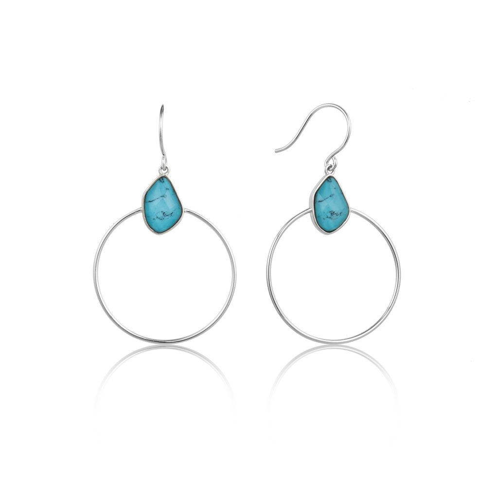Turquoise Front Hoop Earrings - Hansons Jewellers